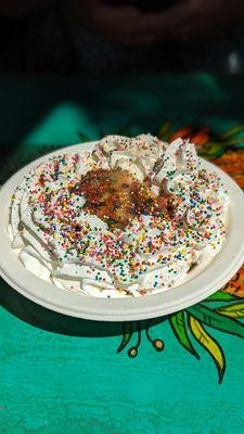 Fruit Pebbles deep fried ice cream