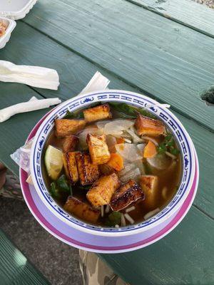 Tofu pho with the veggie broth