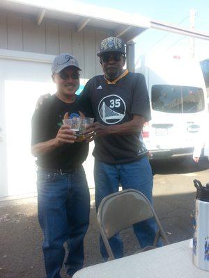 A couple of Warriors fans at the Obon Festival