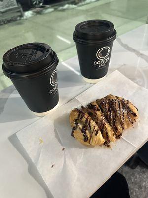 Croissant with Matcha Latte and White Chocolate