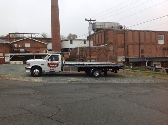 Truck parked at an old mill in Hillsborough NC