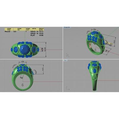 This is the 3D Model used to create Beth's one of a kind vintage ring with a 2ct round center diamond.