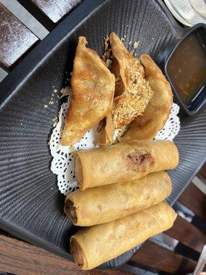 Gyoza and Veg Egg Roll