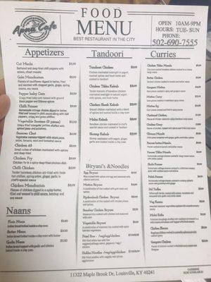 APNA CAFE MENU - APNA BAZAAR