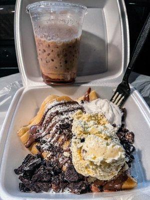 Iced Nutella Latte and Oreo Crepe