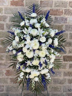 White and blue sympathy standing