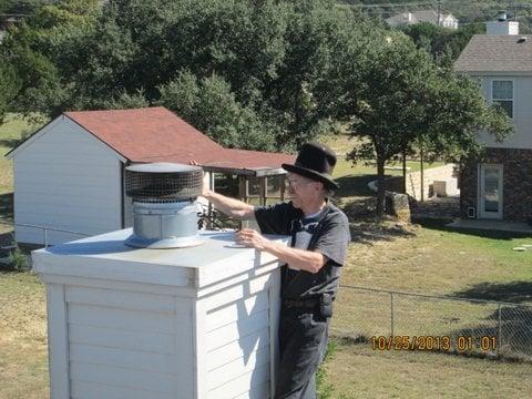 Doug checking out prefab chimney