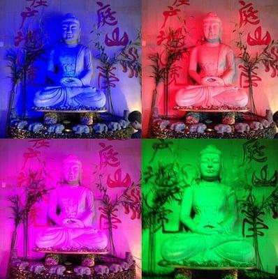 Pic stitch of Buddha changing colors