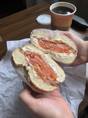 Salt Bagel with Lox Spread