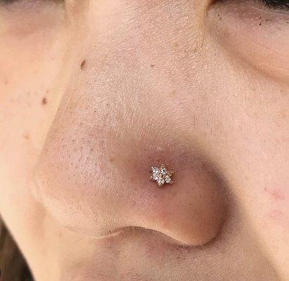 Nostril with gold flower