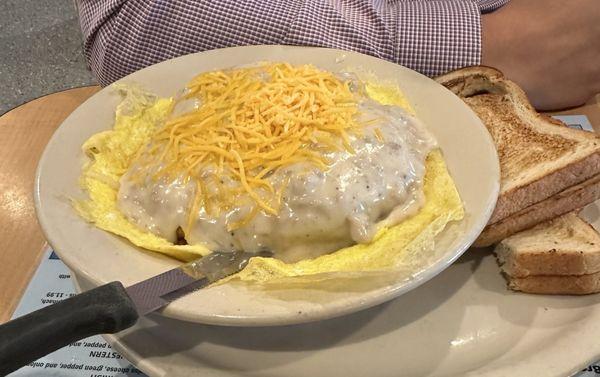 Chicken fried steak scramble.