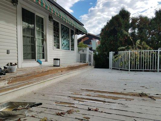 Deck Before Repairs and Refinishing