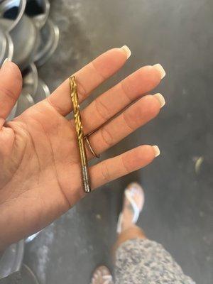 The huge drill bit that was in my tire