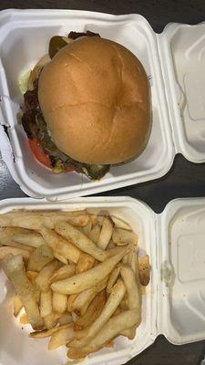 Burger and fries