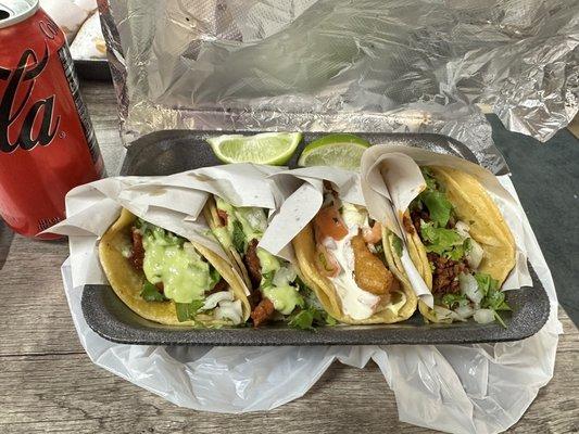 Adobada Taco, Fish Taco, Chorizo Taco