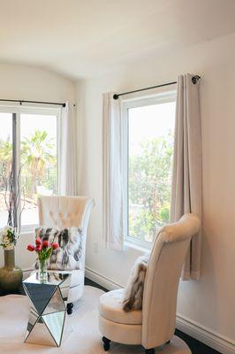 lounge area in primary bedroom