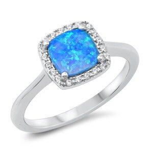 Lab Created Opal & CZ Ring in Sterling Silver