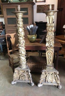 18th c Mexican Gold Gilt Candlesticks