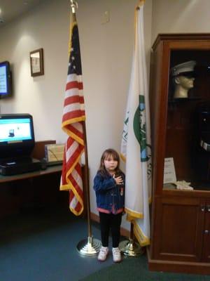 Cheyenne pledges her allegiance to the flag!