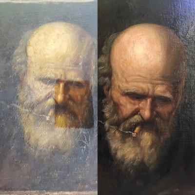 Oil painting deteriorated varnish removal