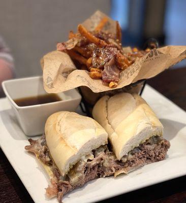 Beef French dip and fancy sweet potato fries