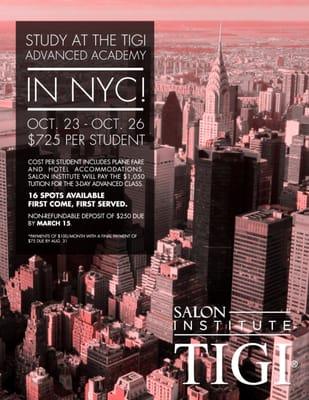 Students at Salon Institute have the chance to study abroad at TIGI Advanced Academies in Milan, Italy and NYC.