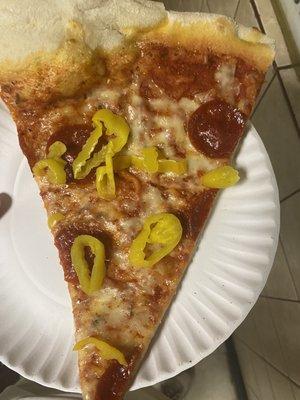 Pepperoni and banana peppers