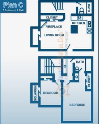 2 Bedroom 1.5 Baths 1075 sq.ft.