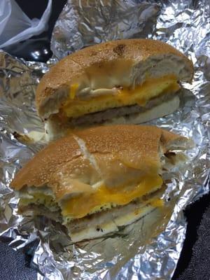 Sausage egg and cheese bagel!