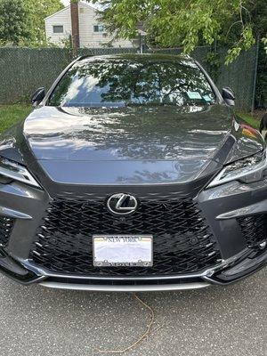 Front of my beautiful 2024 RX 500 hybrid In cloud burst gray-- Beautiful SUV Lexus in Farmingdale, New York