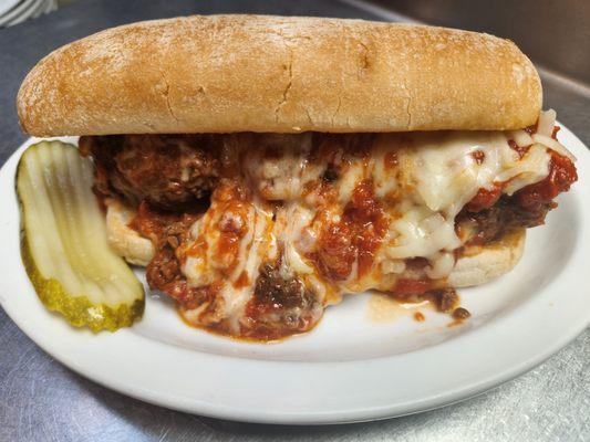 Homemade meatball sub