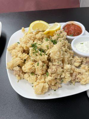 Fried calamari tender and light