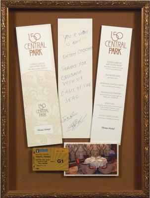 Signed restaurant menu