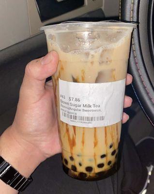 Brown sugar milk tea with extra tapioca boba