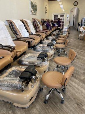 Pedicure chairs.