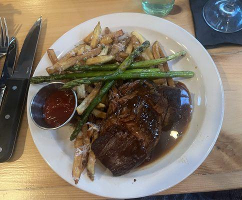 Steak, Fries, Asparagus. Delicious!