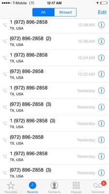 My call log of where I was ignored.