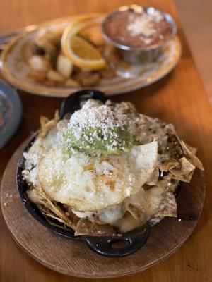 Hatch Chilaquiles & sides (it's a big portion!)