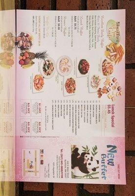 Buffet Prices, Lunch Specials, Menu Cover