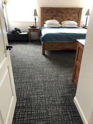 Our beautiful carpet is the beginning of transforming our room from blah to farmhouse fabulous.