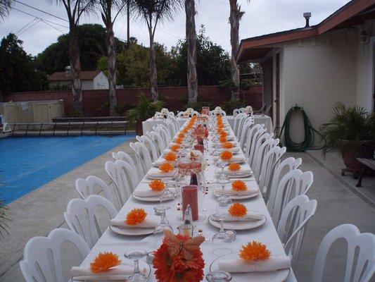 Cafe chairs and banquet tables