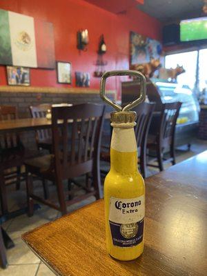 Can opener, inside the restaurant