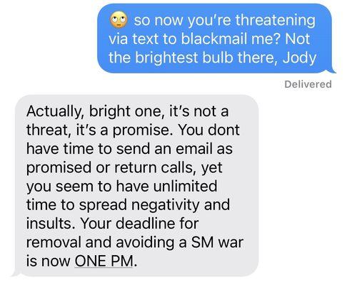 Text 4, 12/4/2020 Jody is blackmailing me ?!