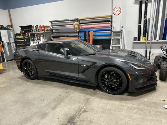 Ceramic tint and powdercoat wheels gloss black