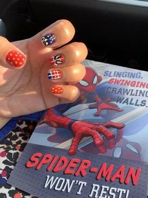 Angela's no chip manicure for my tiny human's superhero themed party