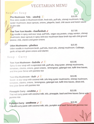 Vegetarian menu