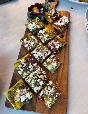 Heirloom tomato and pesto bites