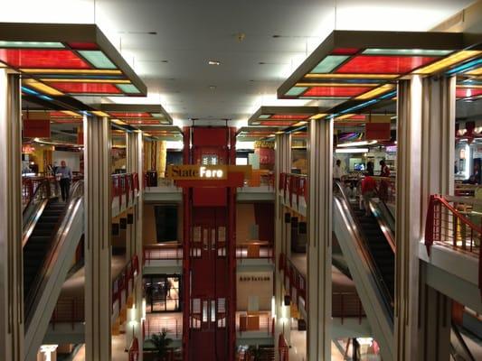 Elevators and Escalators to and from Commons food court.