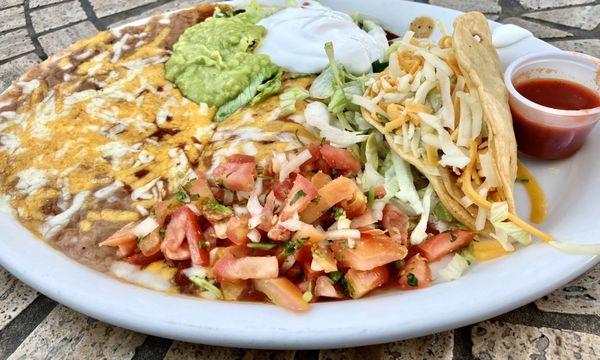 Hard shell taco & beef enchilada combo plate, nice.