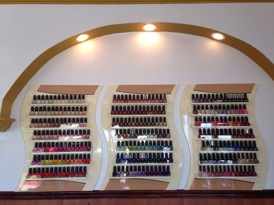 Polish station. Lots of OPI nail polish.